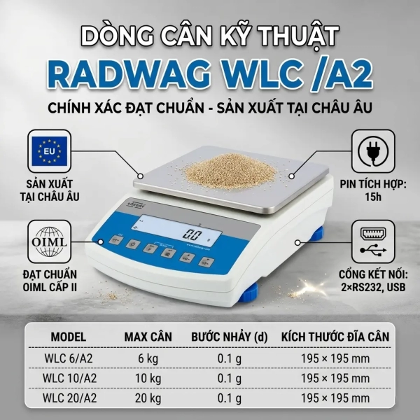 Cân Kỹ Thuật Radwag WLC 6/A2 | WLC 10/A2 | WLC 20/A2