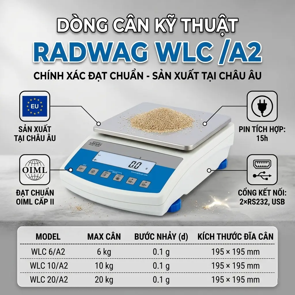 Cân Kỹ Thuật Radwag WLC 6/A2 | WLC 10/A2 | WLC 20/A2