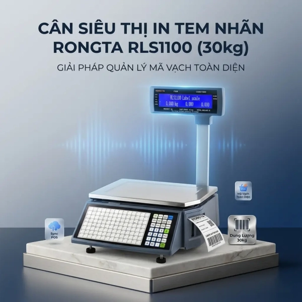 Cân Siêu Thị In Tem Nhãn, Mã Vạch Rongta RLS1100